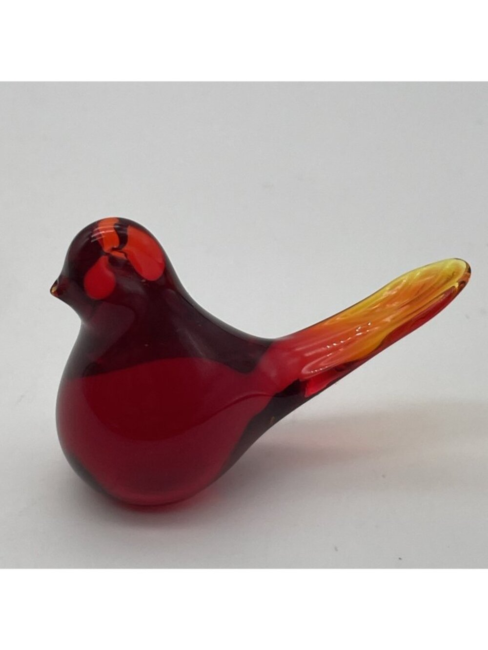Vtg Swedish Konst Glashyttan Urshult Red Glass Bird Made In Sweden